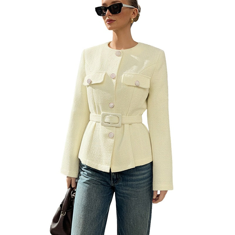 Belted Women's Casual Slim Fit Blazer Coat