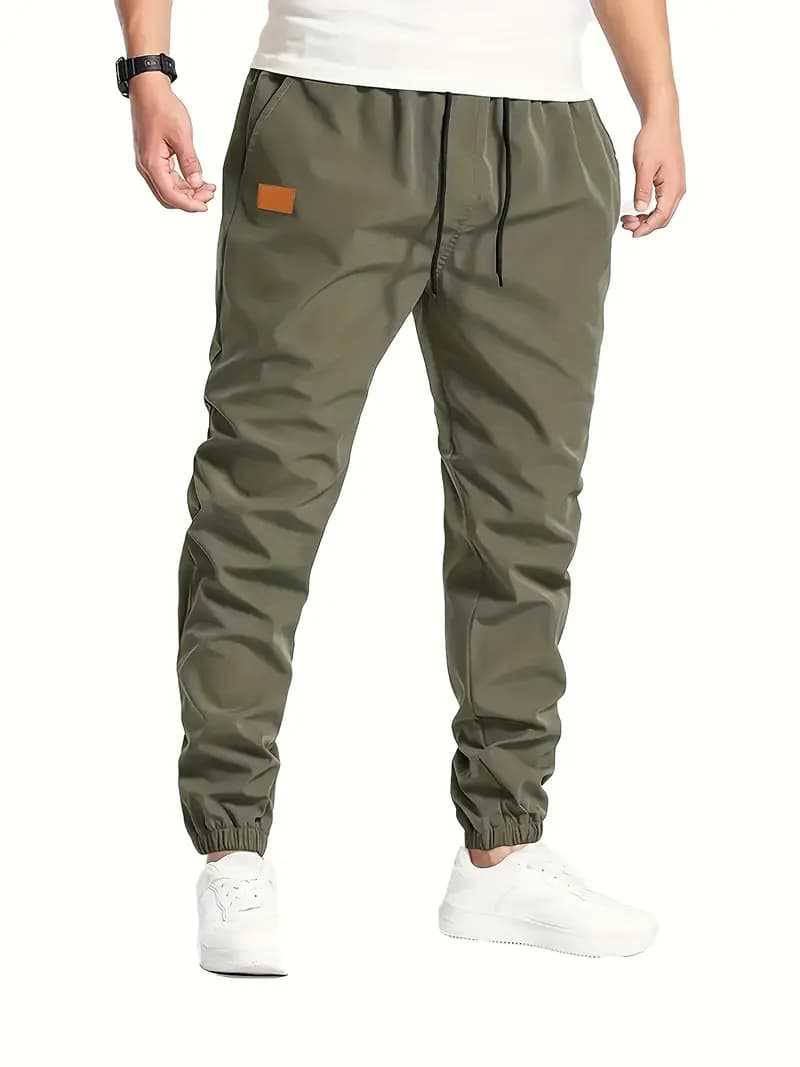 Men's Casual Cargo Pants, Slim Fit Cuffed Workwear Trousers