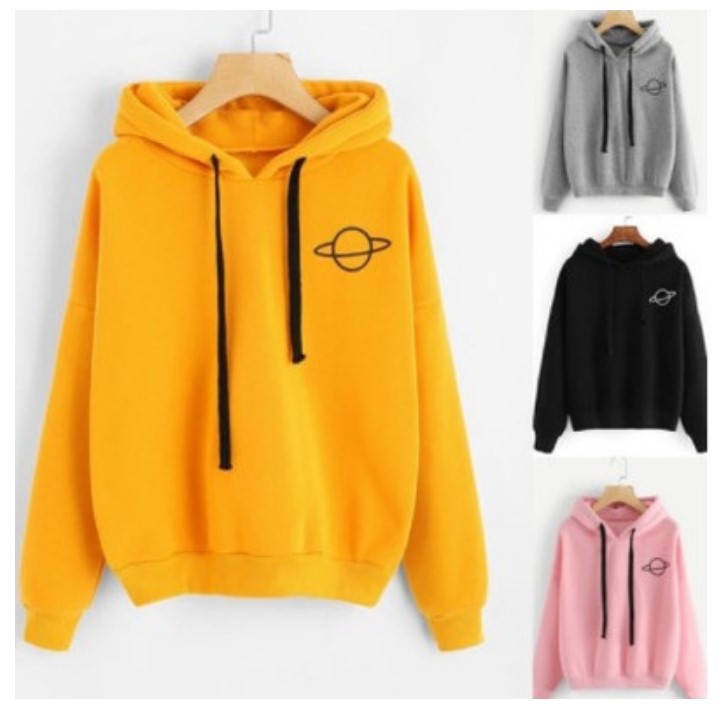 Women's Casual Printed Planet Graphic Hooded Sweatshirt