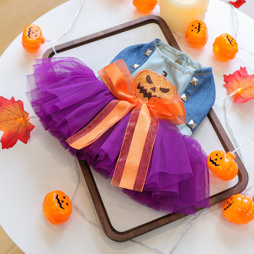 Halloween Pet Dog Cat Dress Quirky Pumpkin Wedding Costume Outfit
