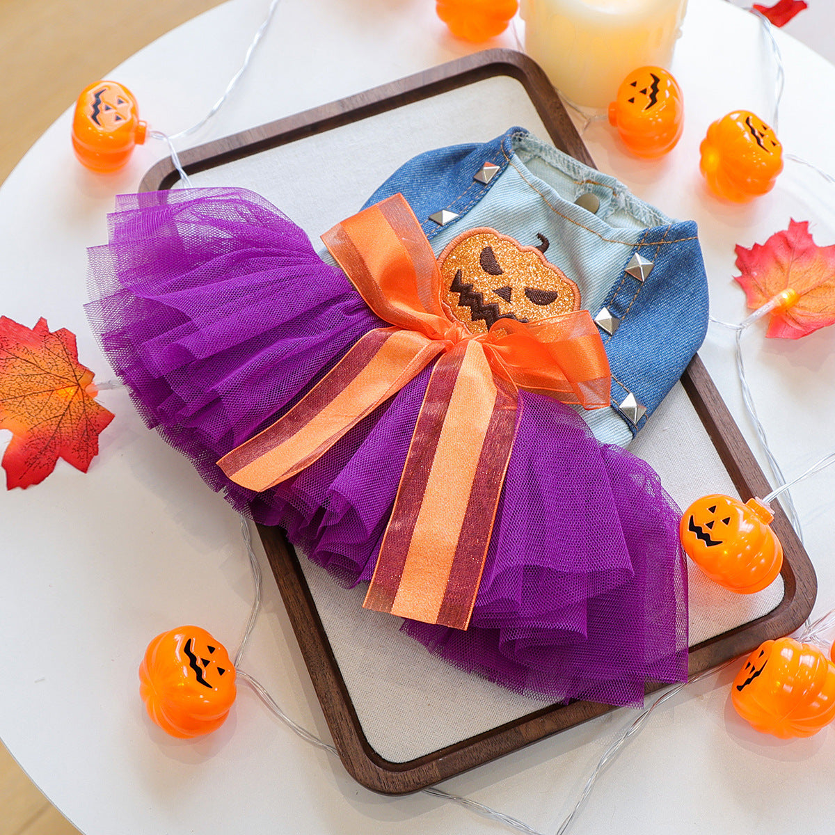 Halloween Pet Dog Cat Dress Quirky Pumpkin Wedding Costume Outfit