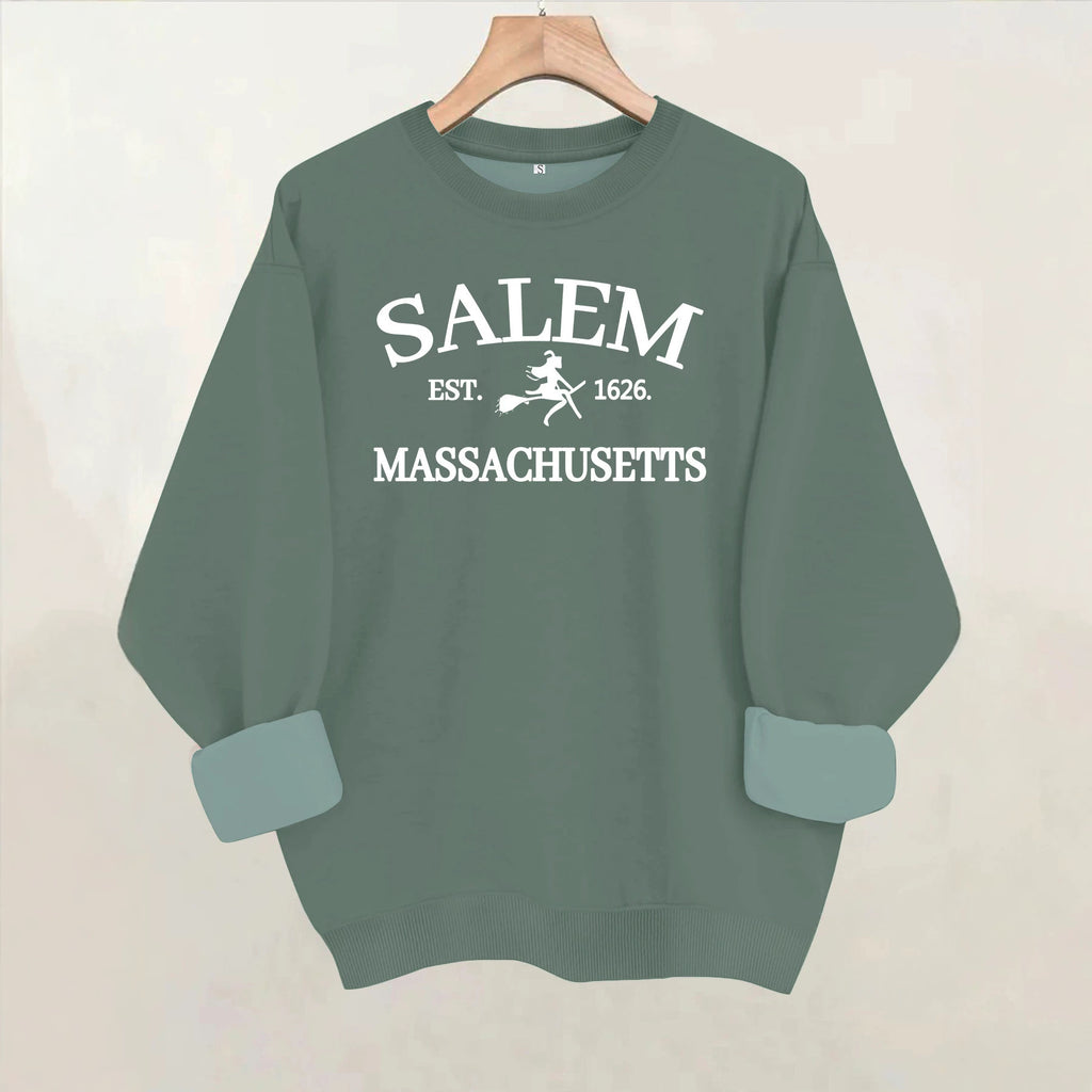 Printed round neck fleece hoodie