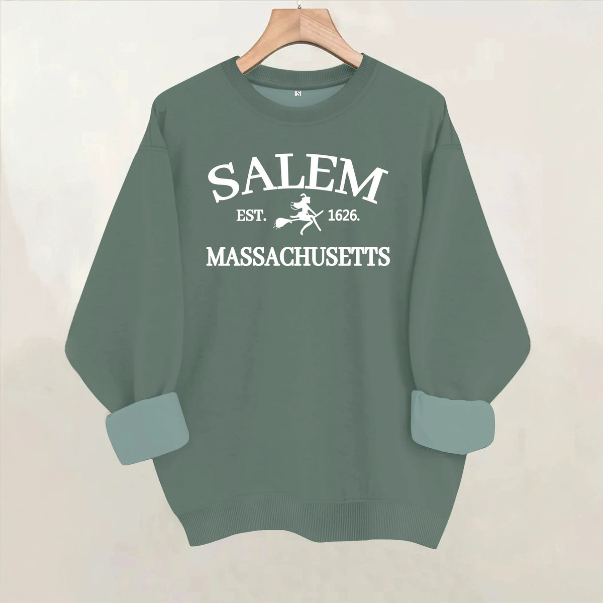 Printed round neck fleece hoodie