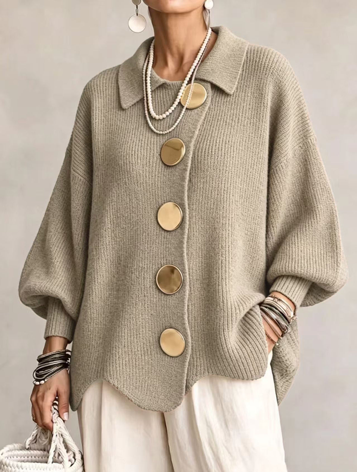 V-neck long sleeved women's top jacket
