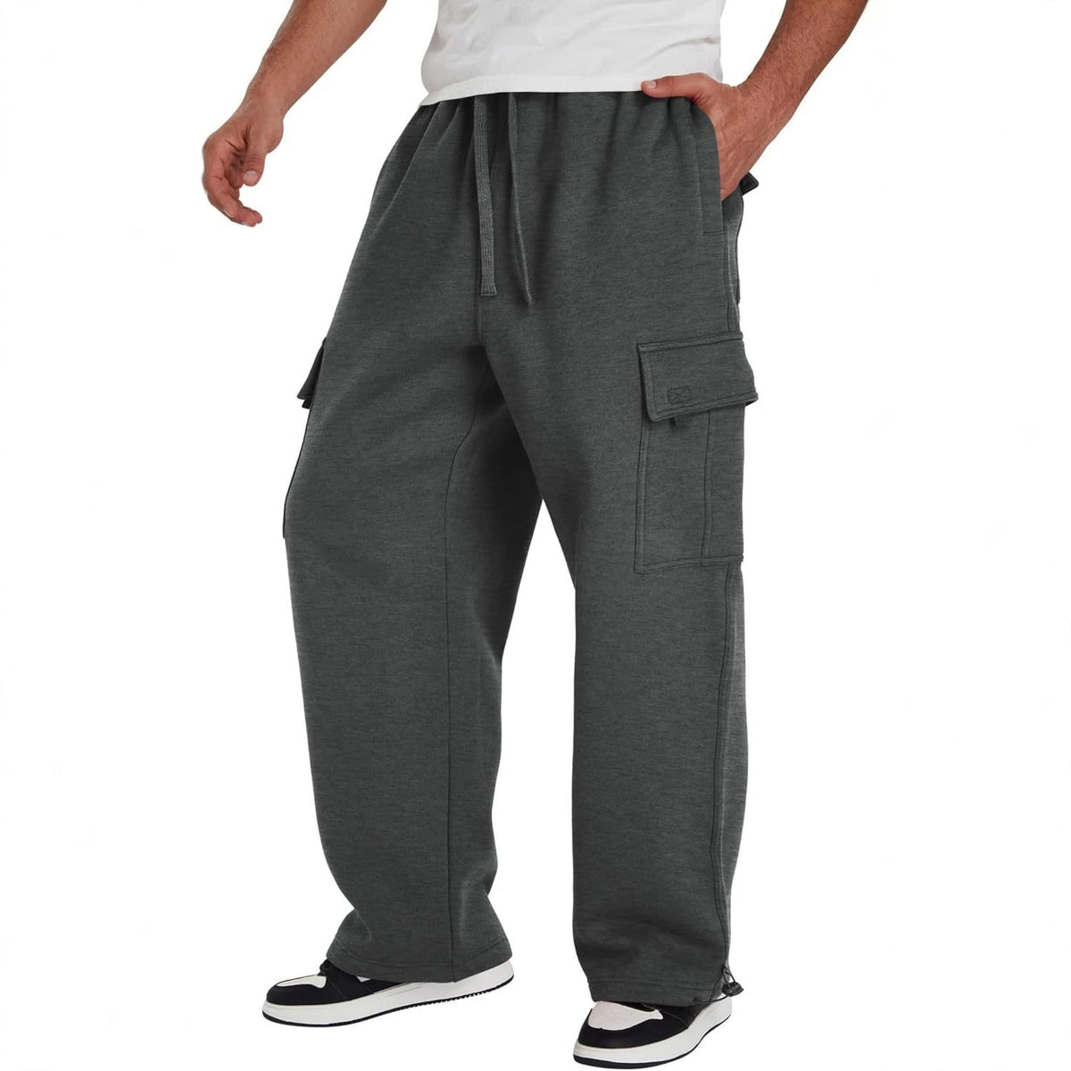 Men's Multi-pocket Casual Pants with Unique Design, Loose Fit Workwear Style Long Trousers