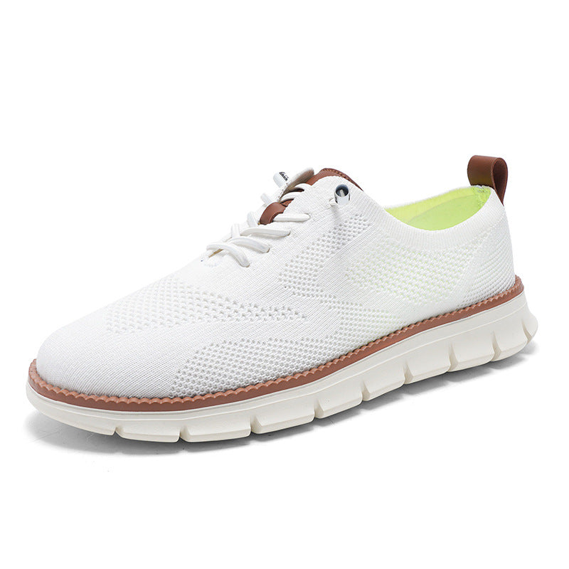 Lightweight lace up casual men's shoes breathable fly woven men's size