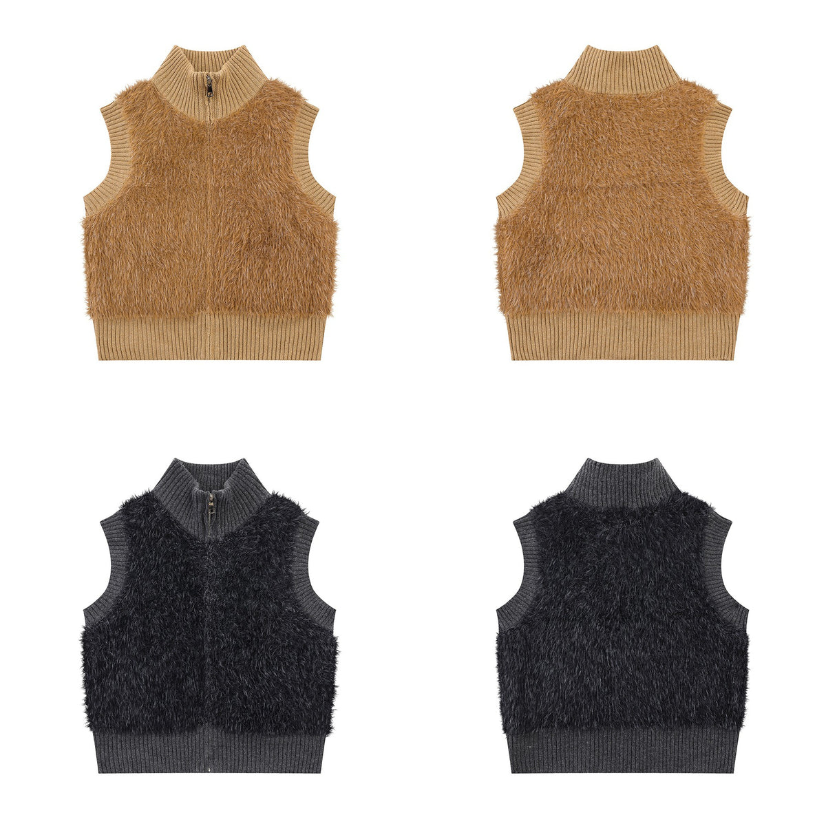 Half high neck zipper sweater