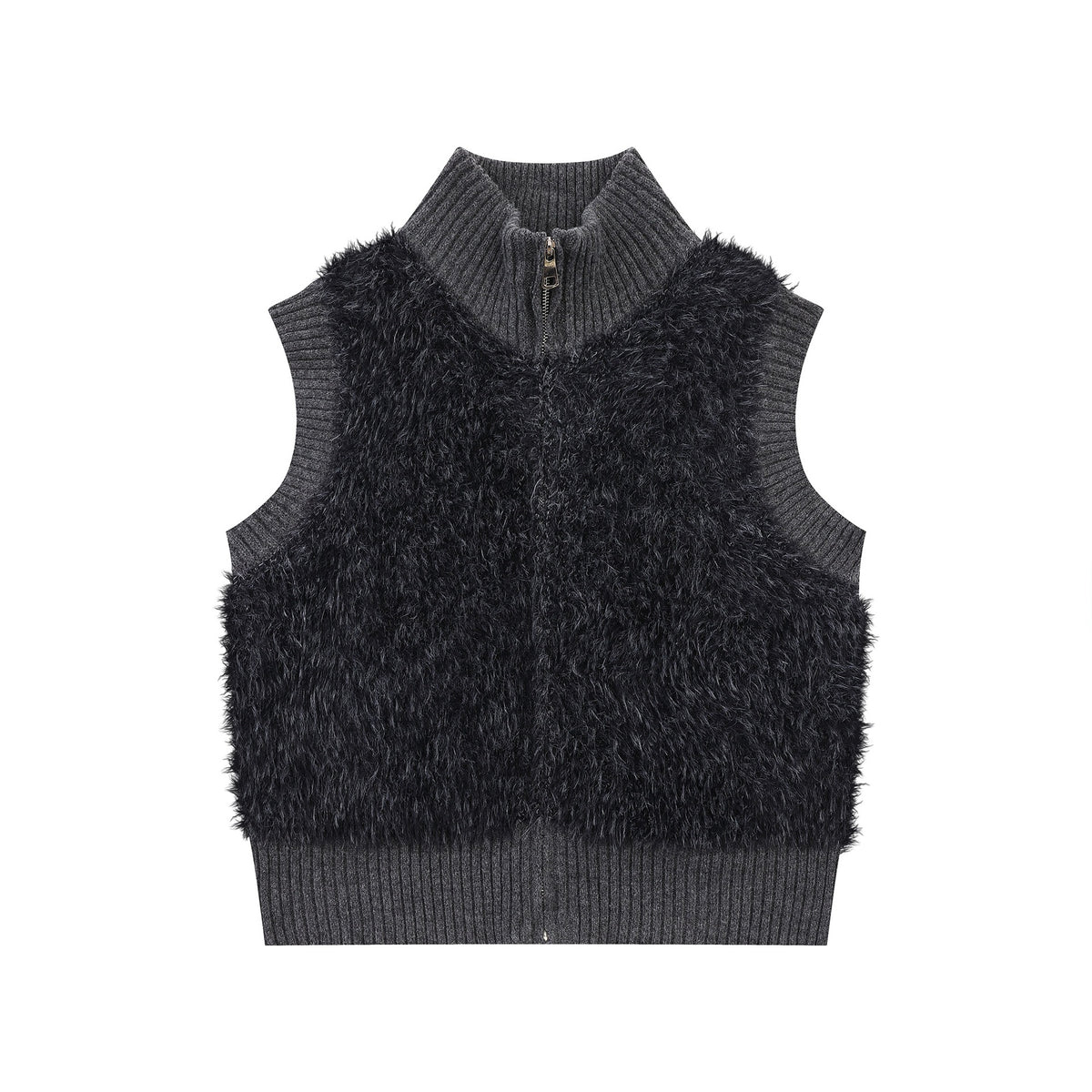 Half high neck zipper sweater