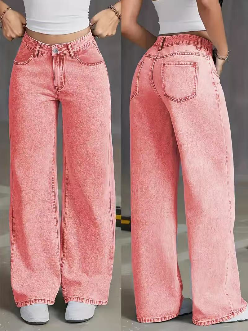 Casual Loose Straight Leg Denim Pants Women Summer Fashion Trendy Long Trousers