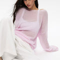 Round neck flared sleeve knitted top