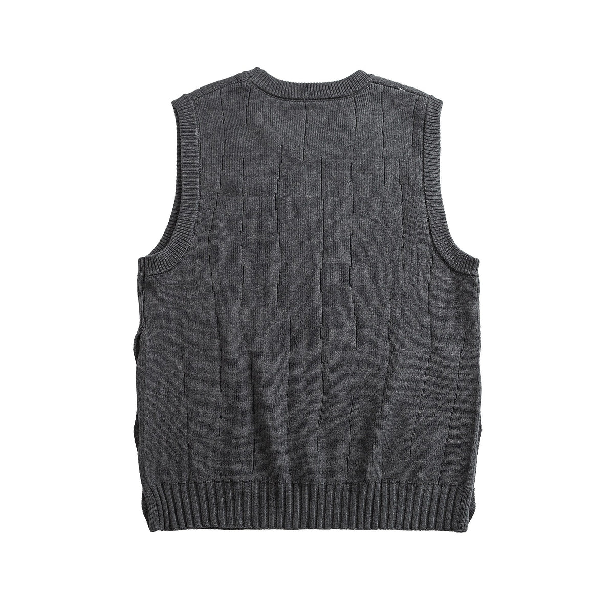 Minimalist Round Neck Knit Sweater Vest with Side Slits