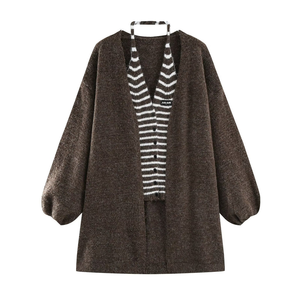 Two piece striped sweater set