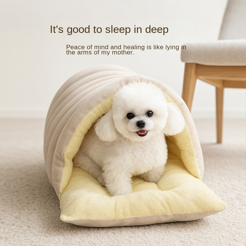 Pet Closed Nest Thickened Warm Detachable Washable Dual purpose Small and Medium sized Dog and Cat Deep Sleeping Nest Mat
