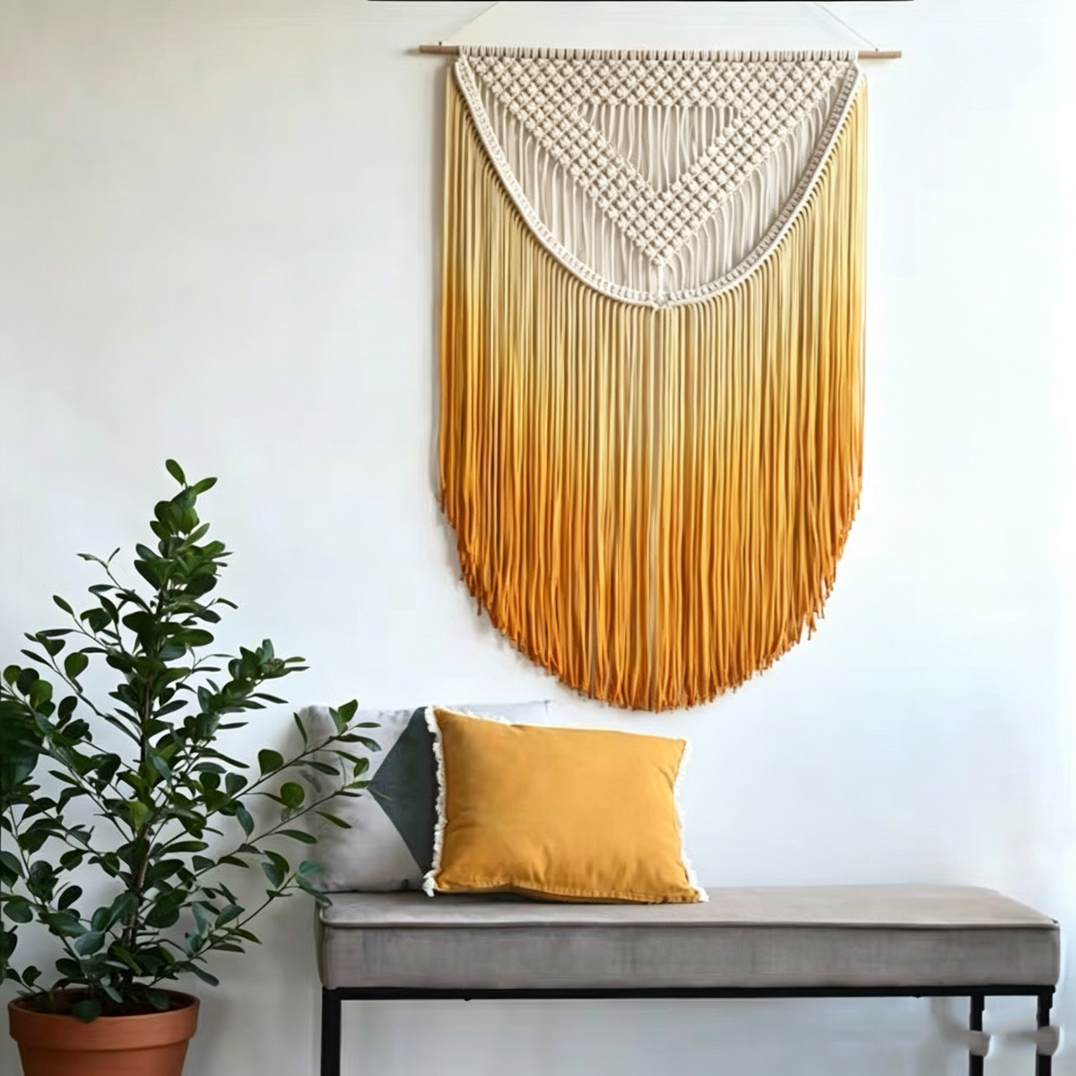 Handmade woven tapestry tassel wall decoration
