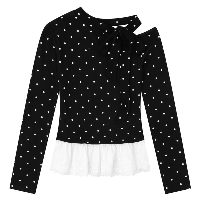 Dotted Shoulder Strap Long Sleeve T-shirt