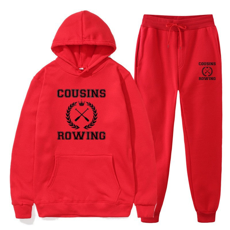 Loose Hooded Sweatshirt and Cuffed Pants Set