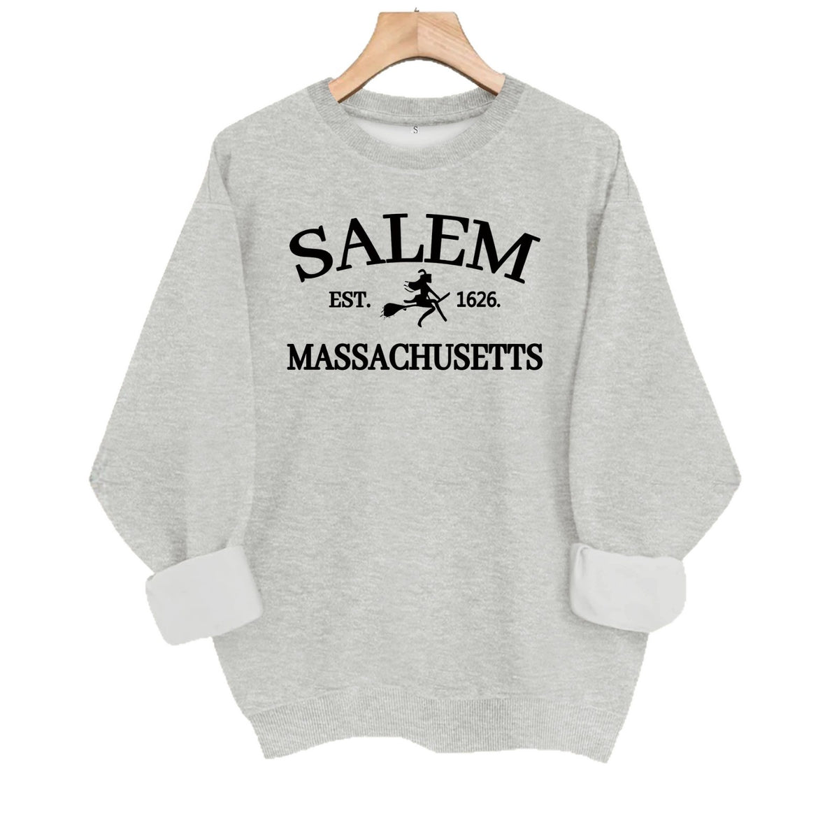 Printed round neck fleece hoodie