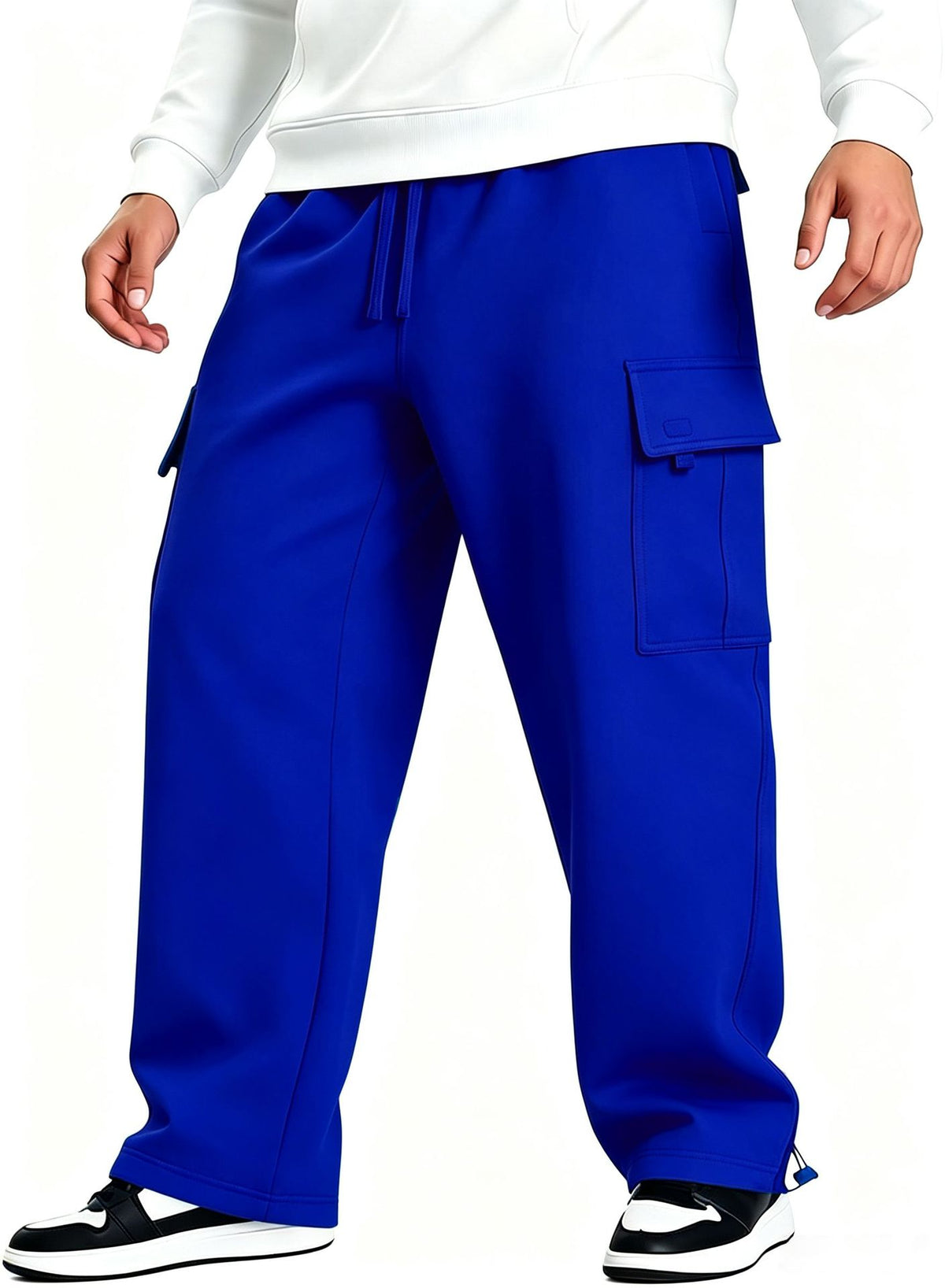 Men's Multi-pocket Casual Pants with Unique Design, Loose Fit Workwear Style Long Trousers