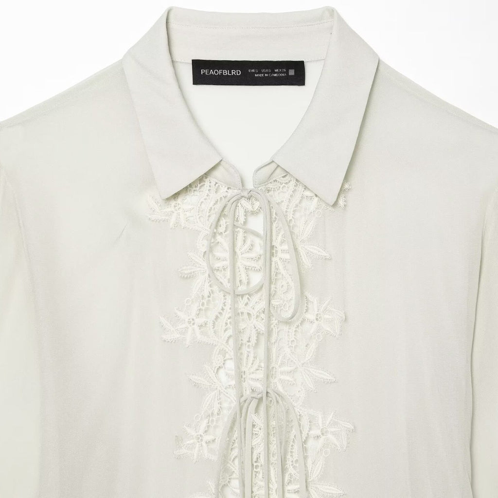 Collar Embroidered Lace Shirt