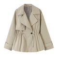 Collar tied double breasted trench coat jacket
