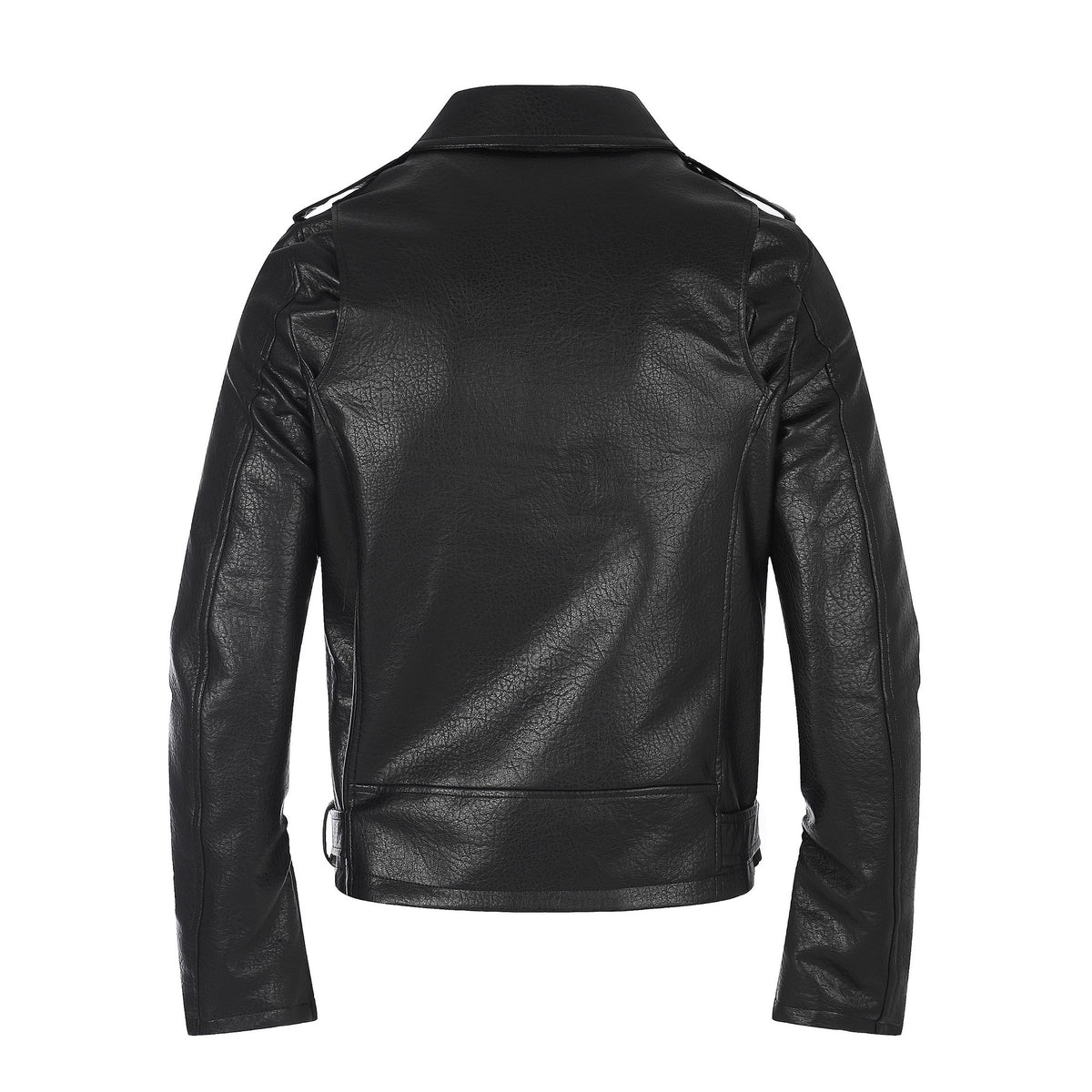 Vintage Slant Zipper Stud Belt Slim Fit Short PU Jacket