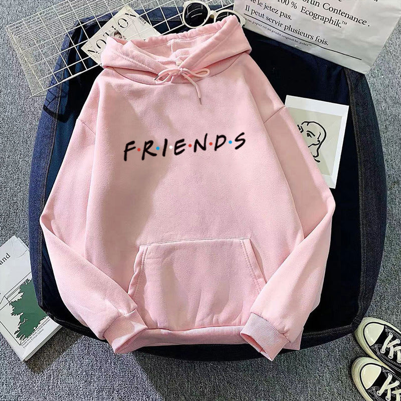 Casual Letter Print Long Sleeve Hooded Pullover Sweatshirt