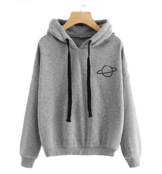 Women's Casual Printed Planet Graphic Hooded Sweatshirt