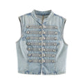 Decorative zipper denim vest women
