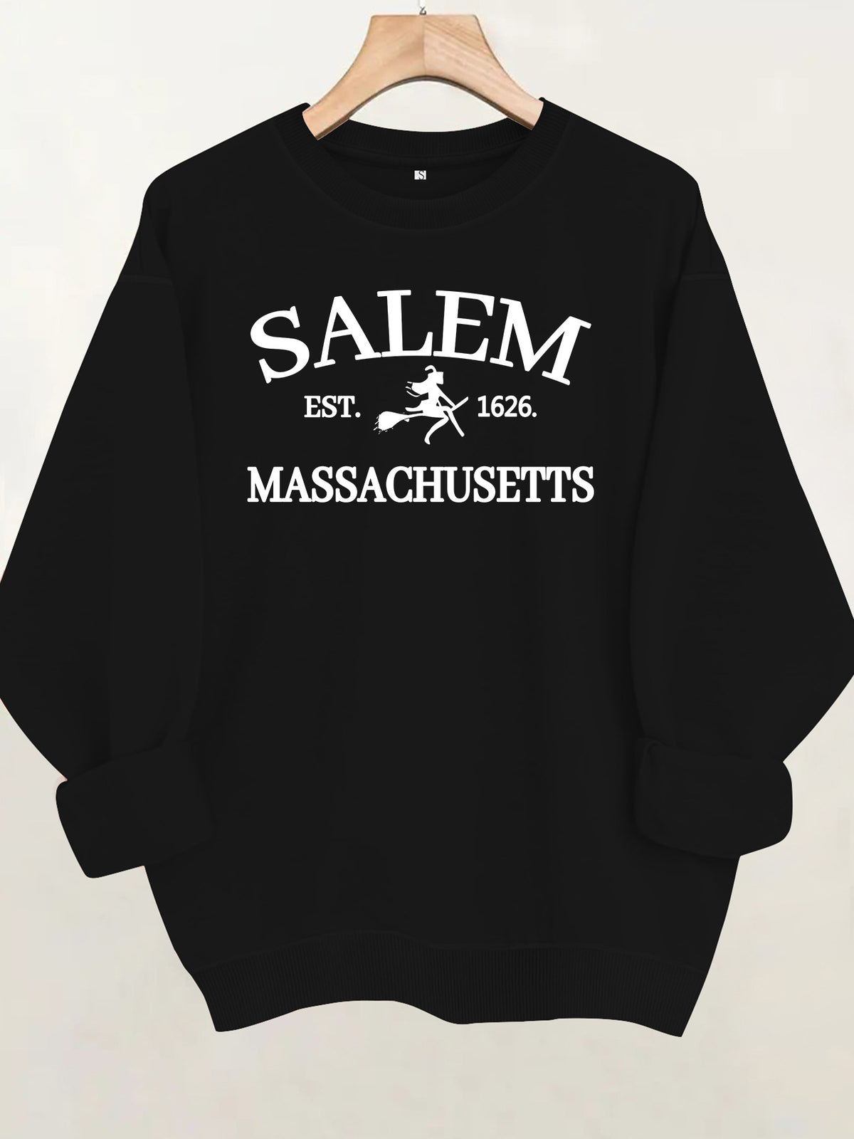 Printed round neck fleece hoodie