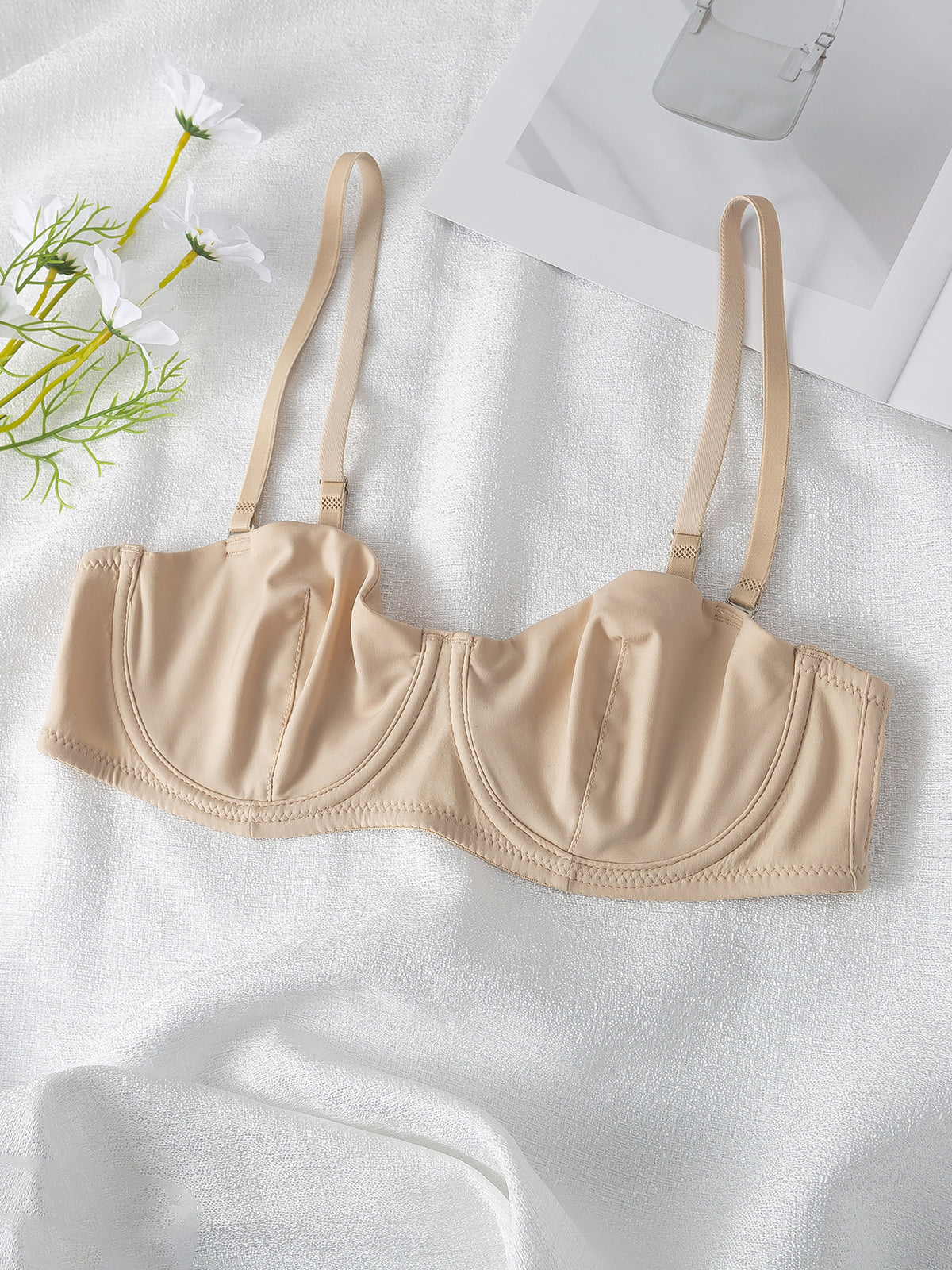 Cotton Full Cup Bra with Steel Ring for Women, Breathable Shaping Underwear