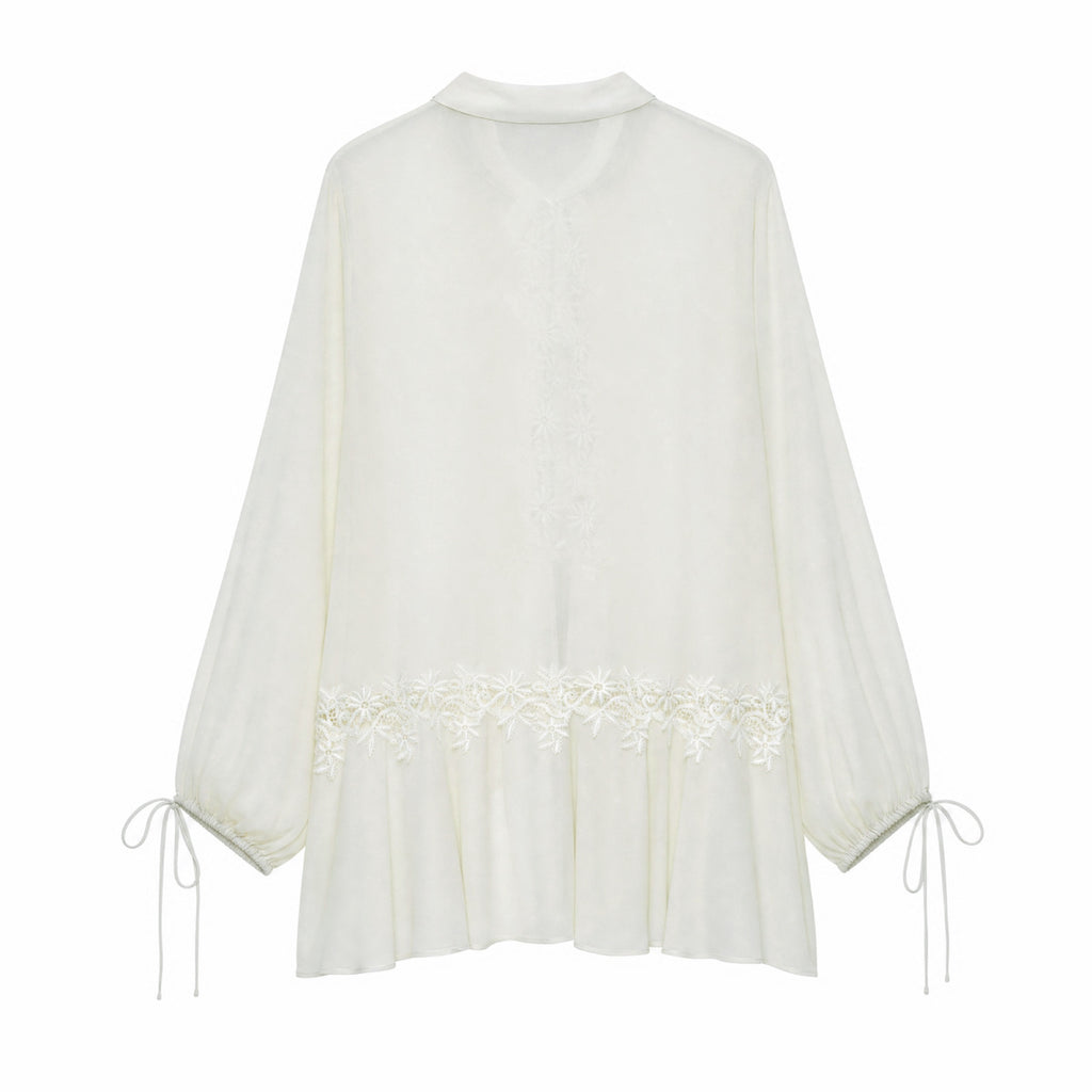 Lace Embroidered Collar Shirt