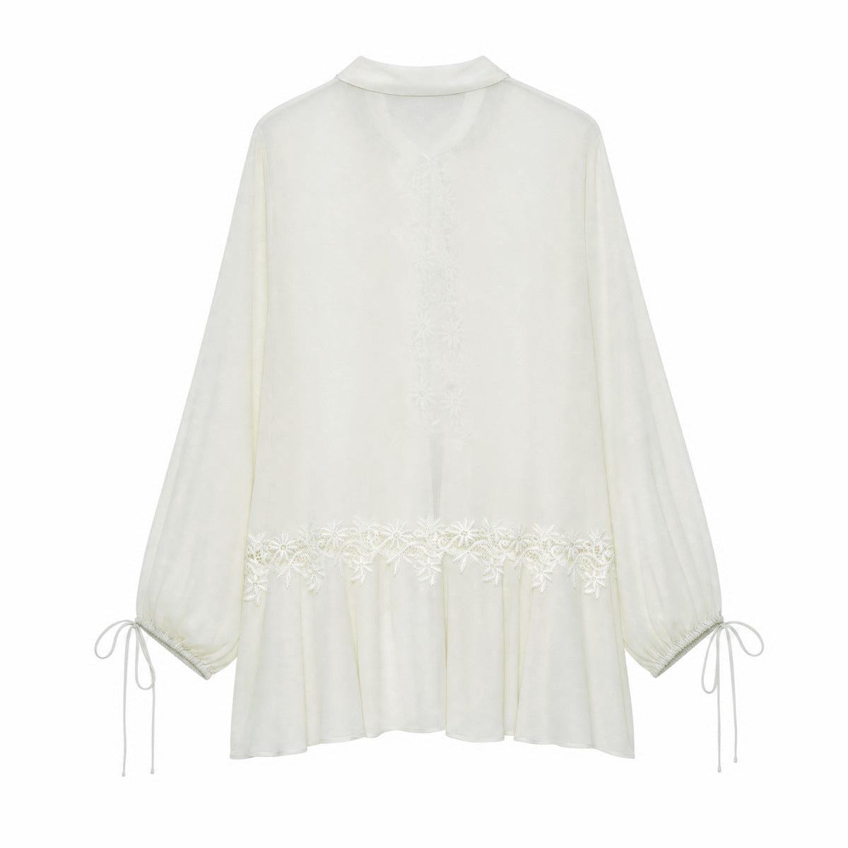 Lace Embroidered Collar Shirt