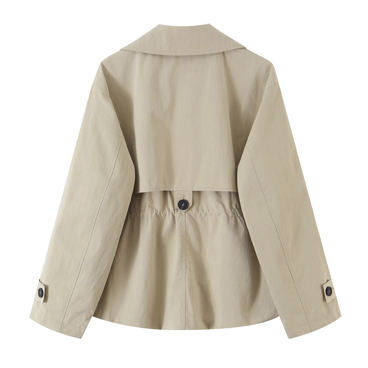 Collar tied double breasted trench coat jacket