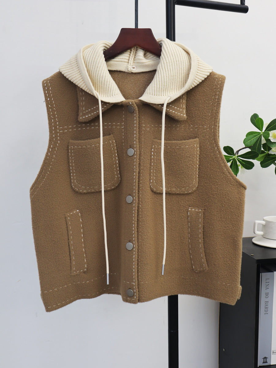 Loose sleeveless sweater vest for women