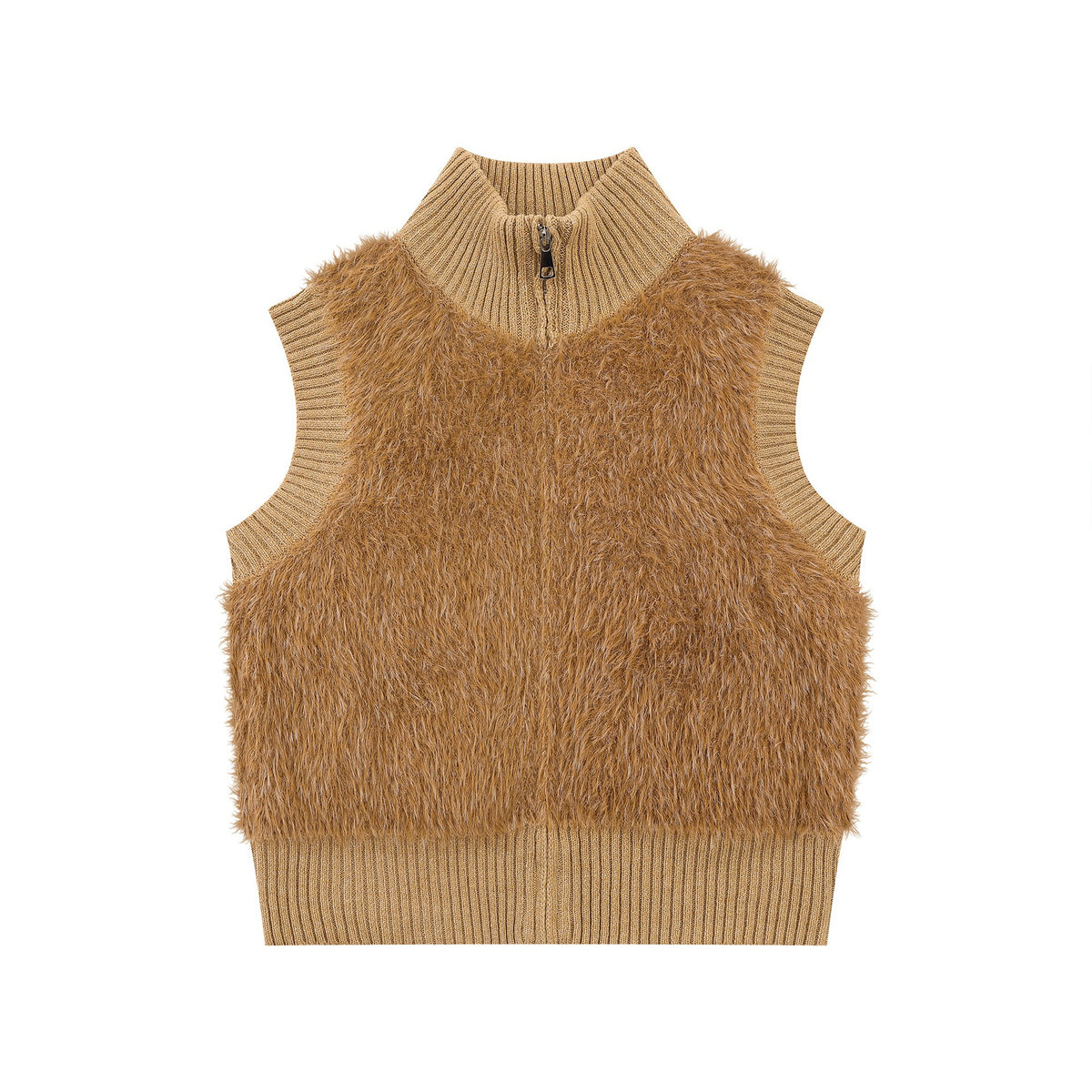 Half high neck zipper sweater