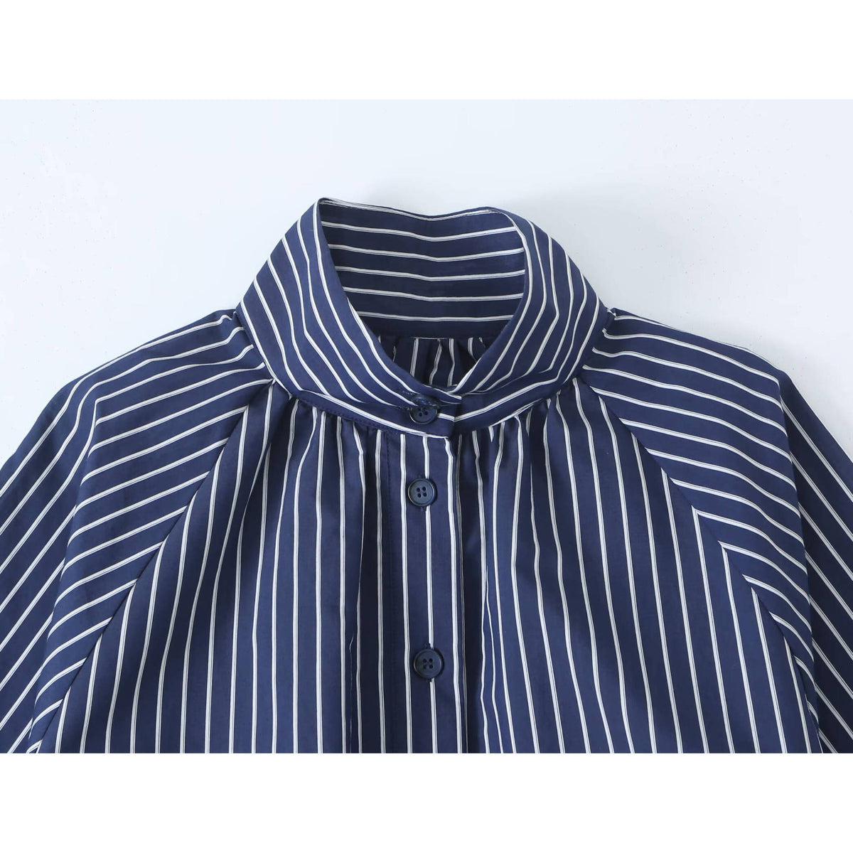 Striped stand up collar shirt