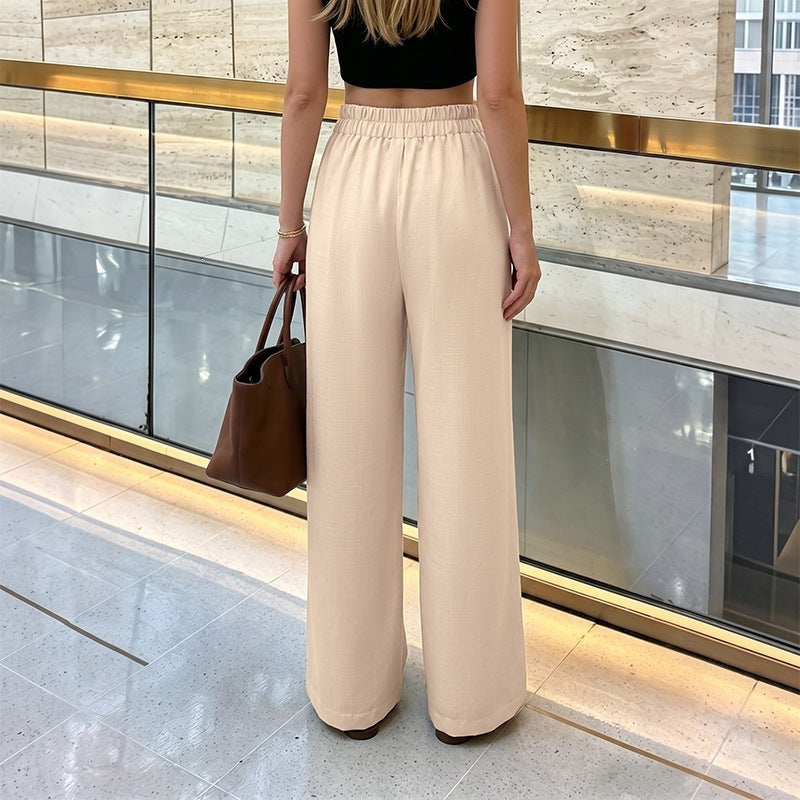 High Waist Straight Leg Trousers Business Casual Drapey Long Pants