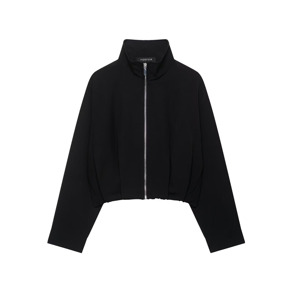 Stand up collar long sleeved zipper jacket