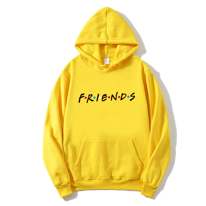 Casual Letter Print Long Sleeve Hooded Pullover Sweatshirt