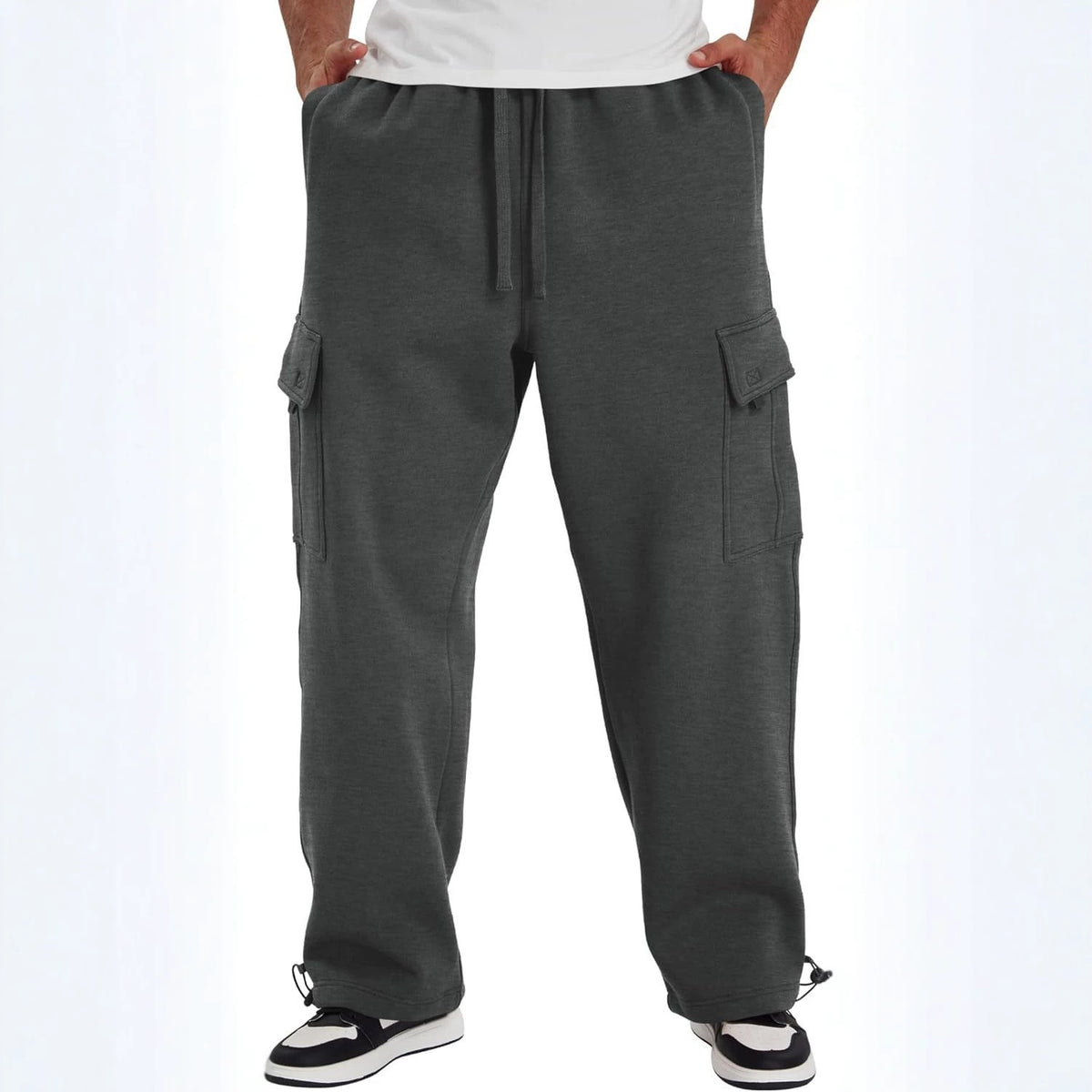 Men's Multi-pocket Casual Pants with Unique Design, Loose Fit Workwear Style Long Trousers