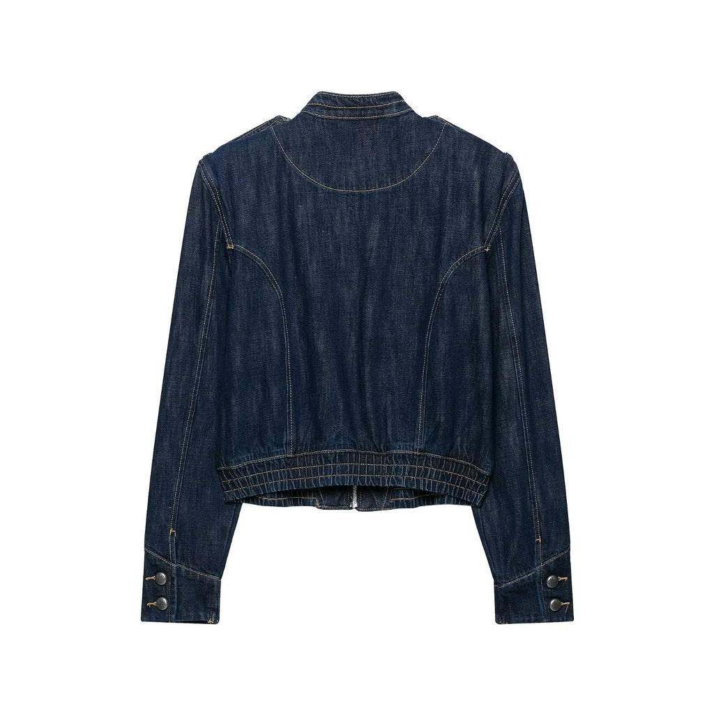 Button embellished denim jacket