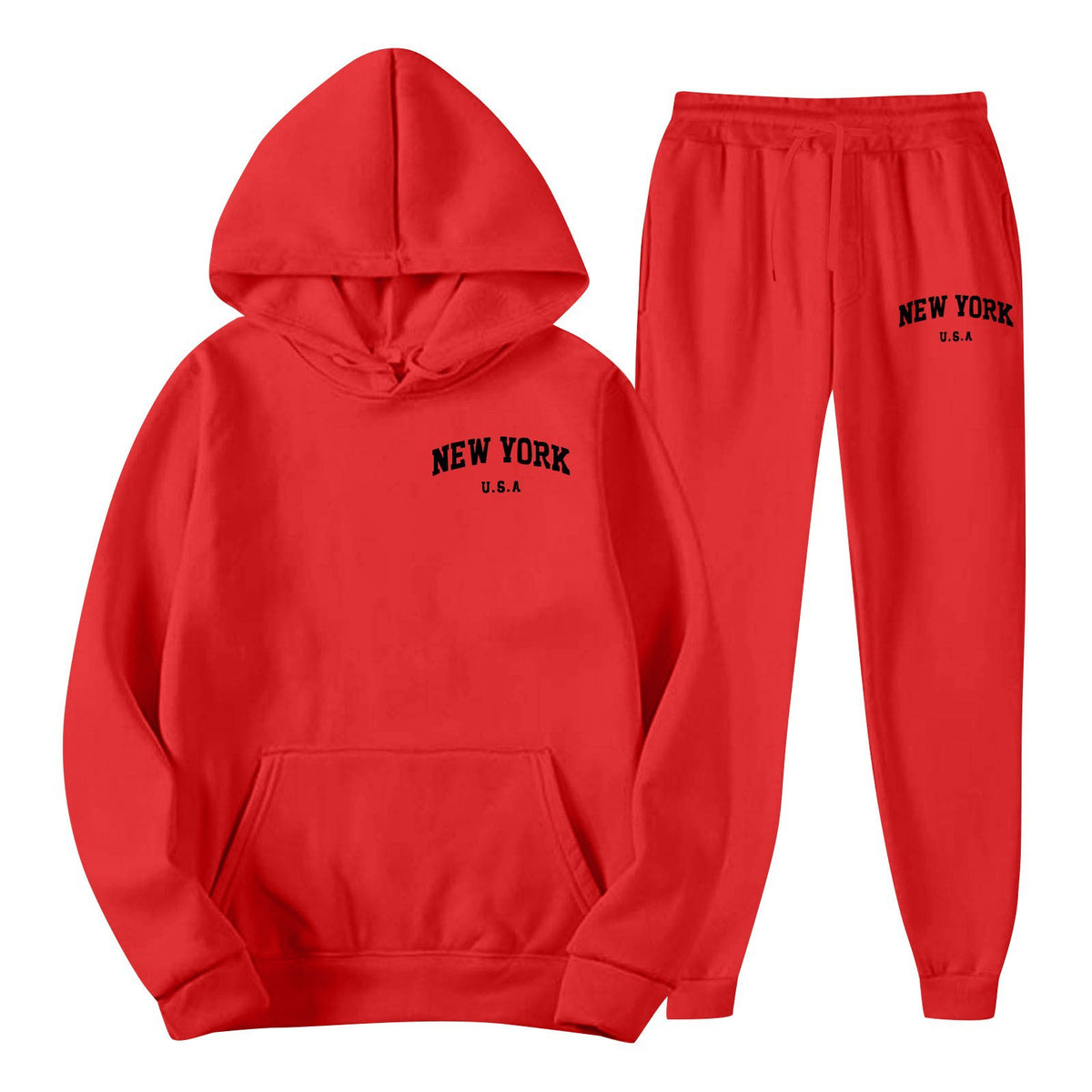 Men's Hoodie Set Solid Color Two-Piece