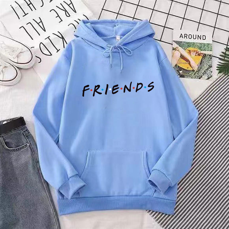 Casual Letter Print Long Sleeve Hooded Pullover Sweatshirt