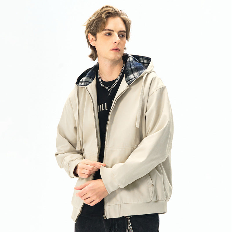 Men's  Retro Distressed Washed Canvas Hooded Padded Jacket Open Front Long Sleeve Coat