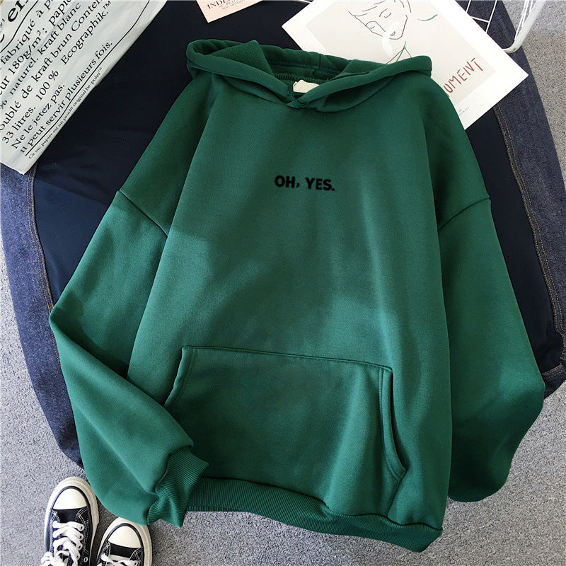Women's Fleece-Lined Hooded Sweatshirt, Loose Fit Jacket