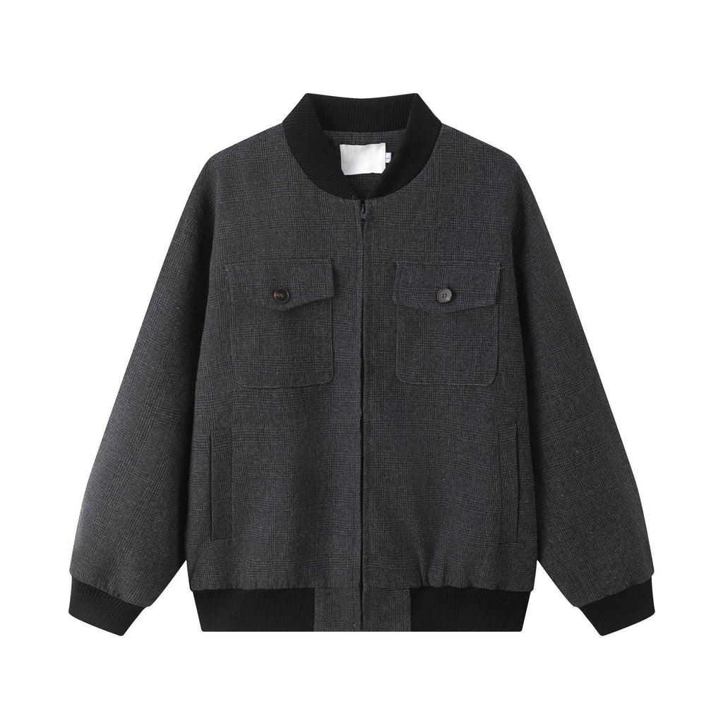 Color-Block Spliced Multi-Pocket Relaxed Baseball Collar Workwear Jacket