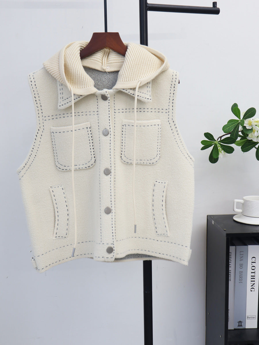Loose sleeveless sweater vest for women