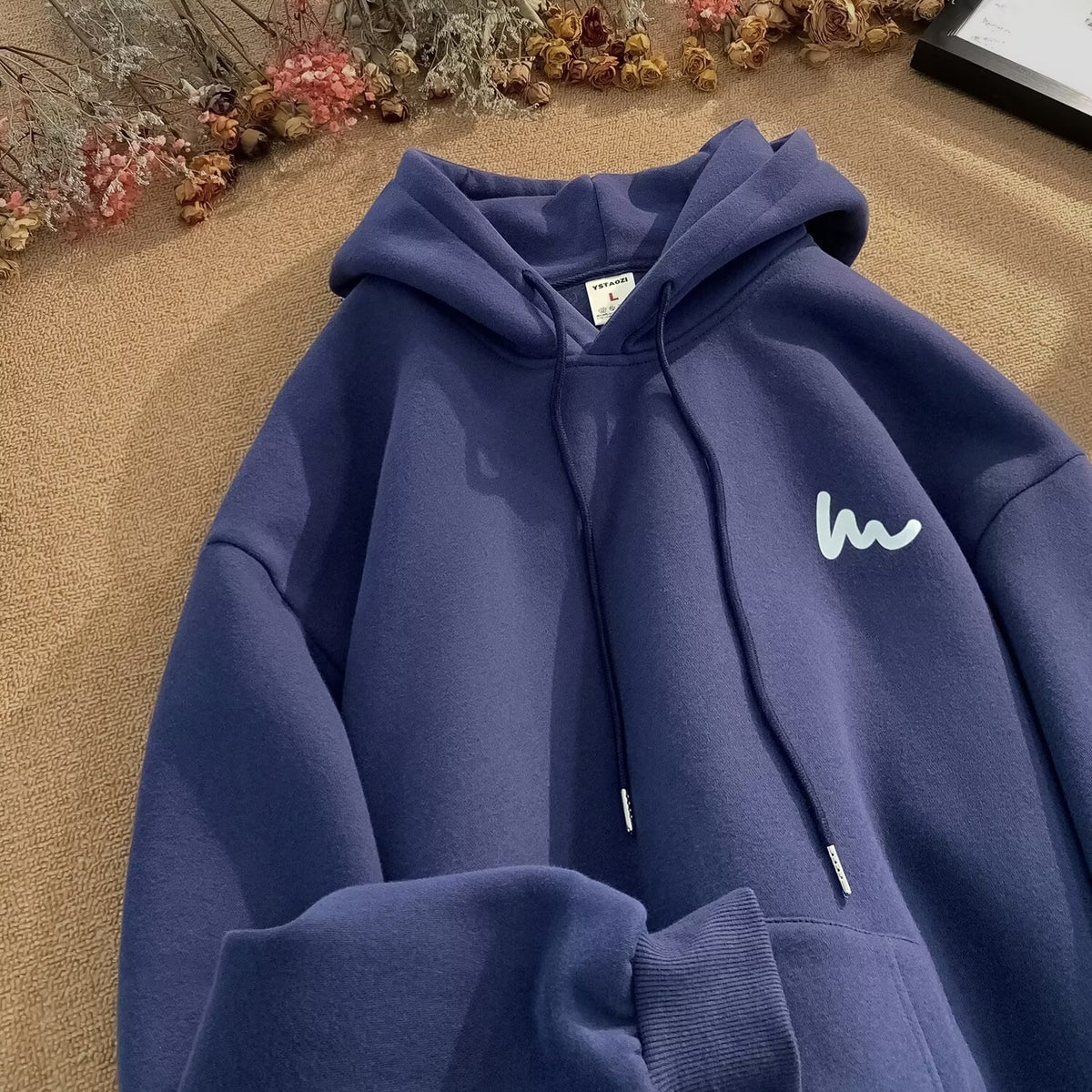 Men's Fleece Lined Hooded Sweatshirt Casual Loose Streetwear Top