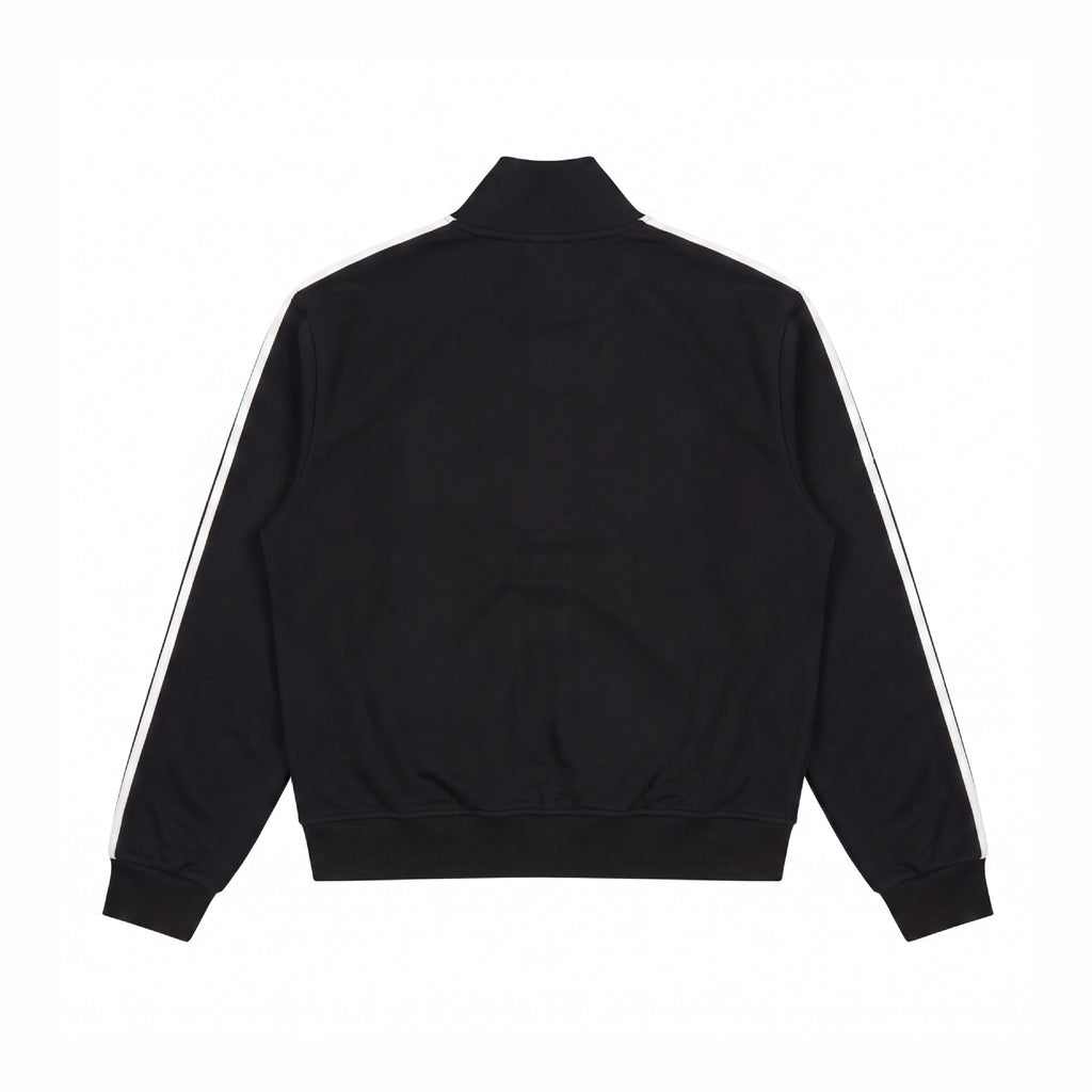 Sporty Side Stripe Open Front Stand Collar Loose Casual Hoodie