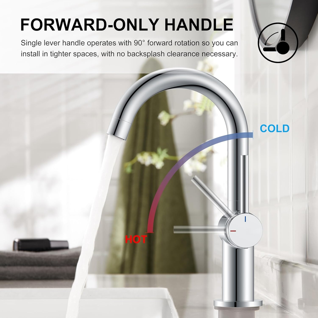 Stainless steel hot and cold basin faucet, bathroom wash basin faucet, two in and one out